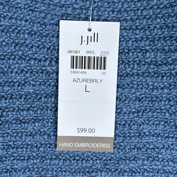 Pure Jill J.Jill Hand-Embroidered Sweater – Azure Blue – Size L – NWT - Picture 8 of 8